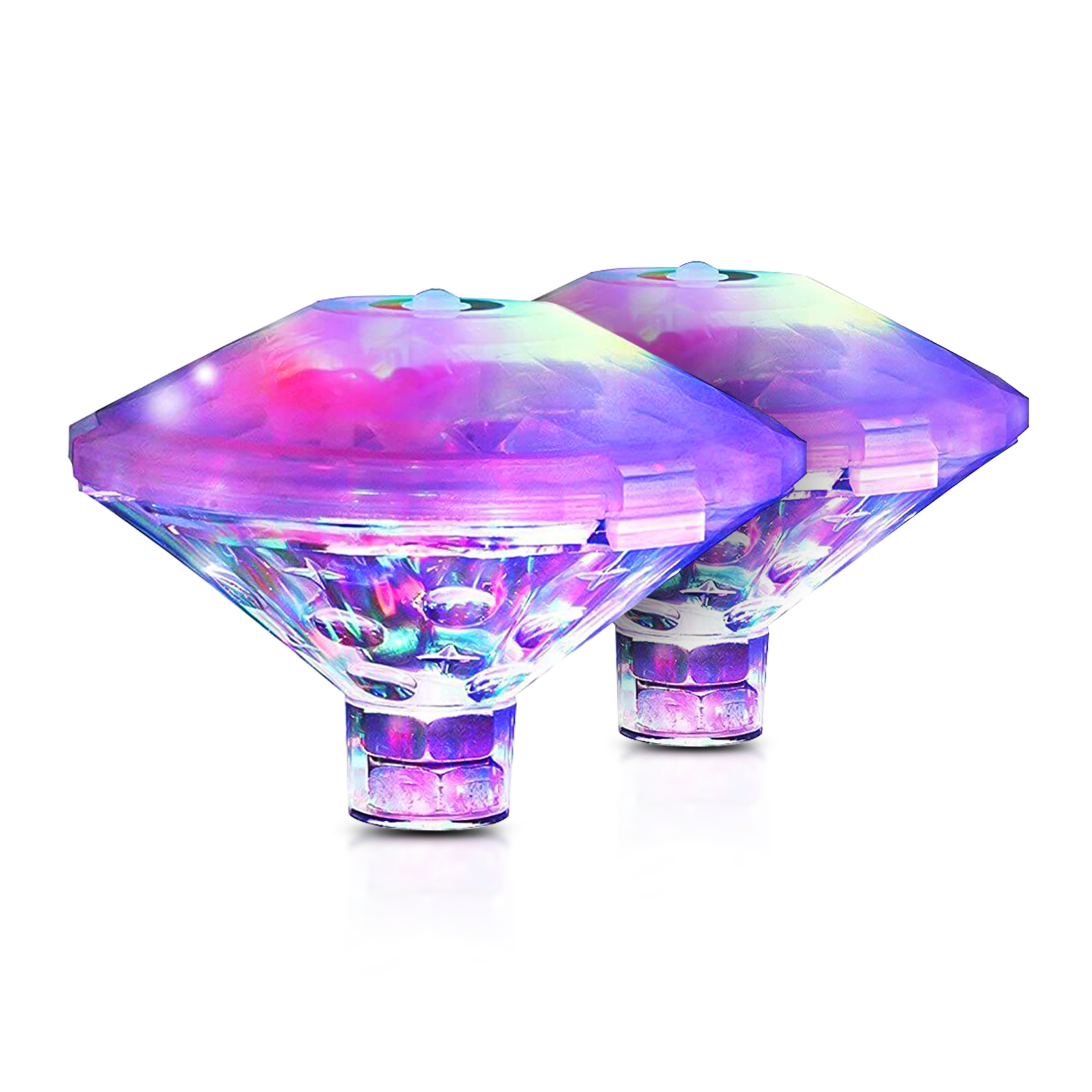 Lot De 2 Lampes Led Sous-marines Étanches Ip68 Design Diamant Changement De Couleur Pour Piscine Baignoire Aquarium Sans Fil