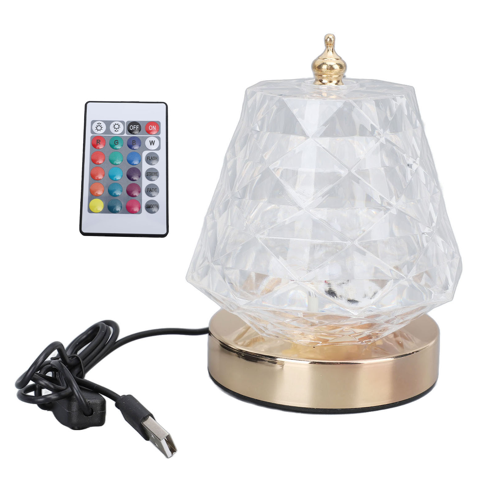 Toivize Rgb-kristall-nachttischlampe Mit 16 Farben, Wasserwellenprojektion, Inklusive Fernbedienung, Romantisches Design