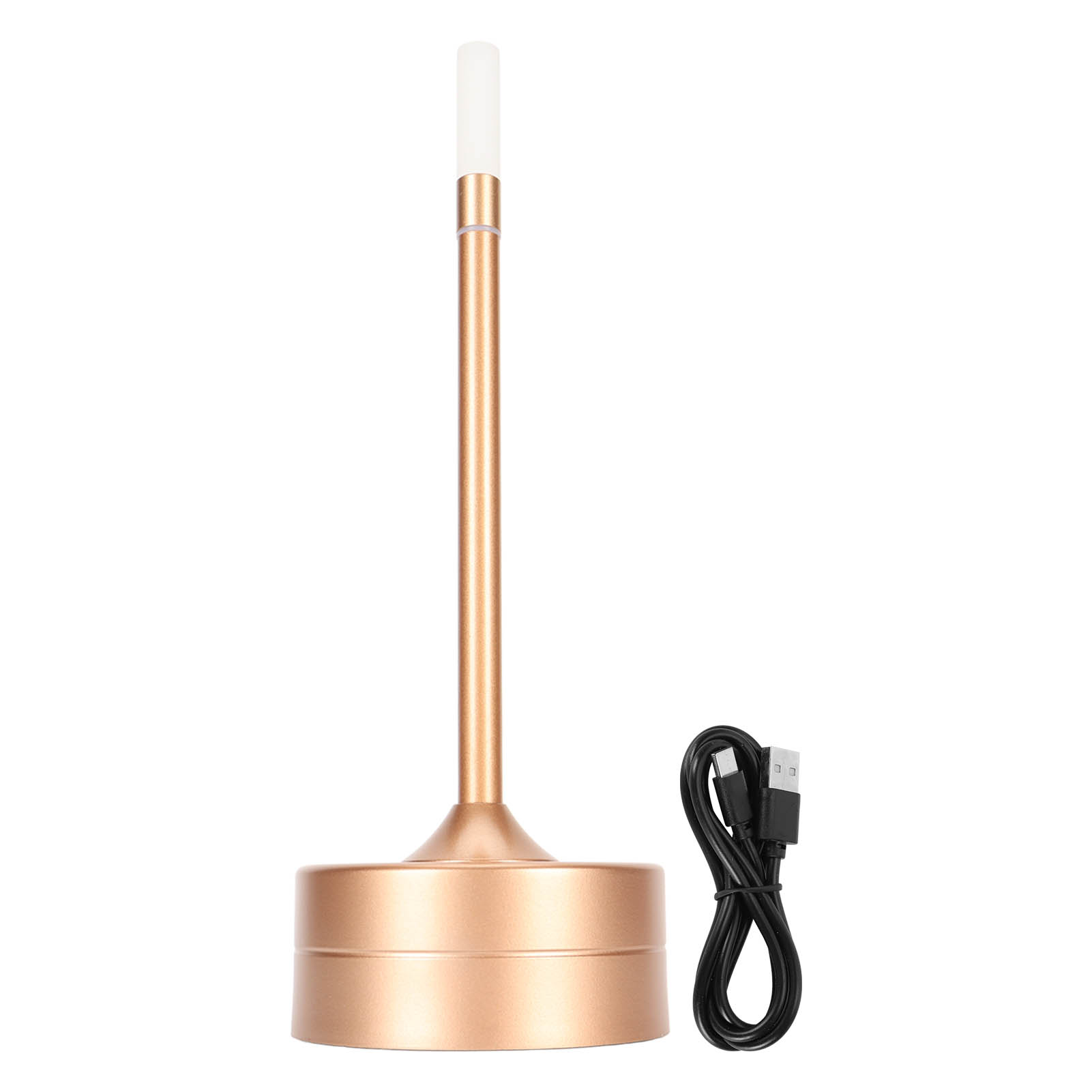 Wiederaufladbare, Kabellose Led-tischleuchte Mit Usb-c-anschluss, Dimmbarem Touch-kerzen-design, Elegantem Roségold-finish, 26 Cm Hoch, Lange Akkulaufzeit