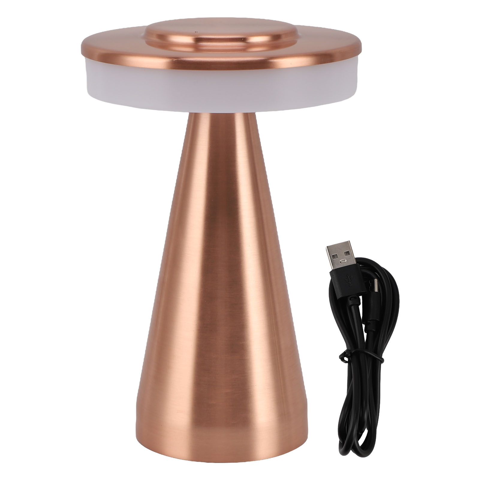Tragbare, Wiederaufladbare Led-nachttischlampe Mit Touch-funktion, 3 Farbtemperaturstufen, Roségoldenes Metall, 1800 Mah