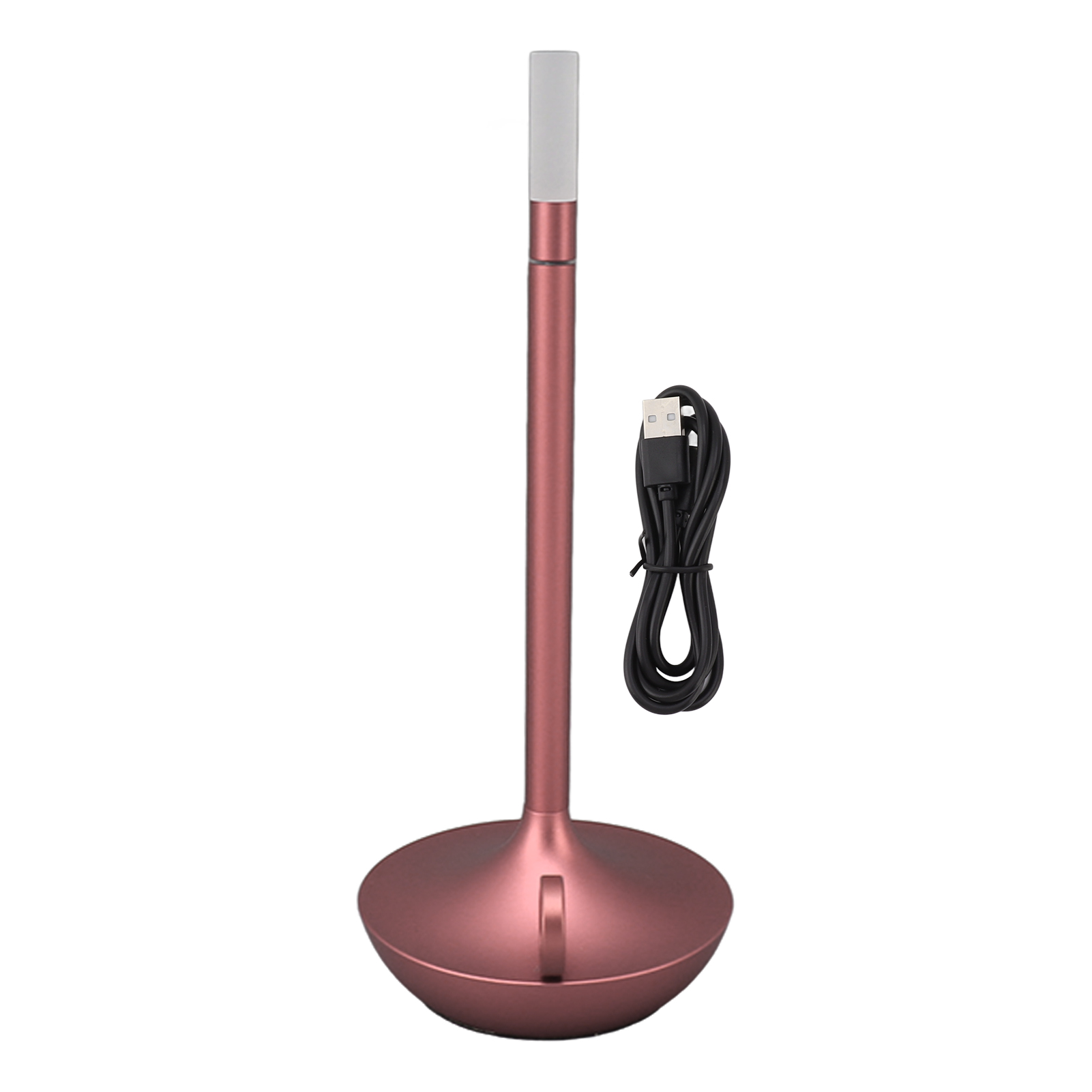 Wiederaufladbare Led-tischleuchte In Roségold – Elegantes Kerzendesign, 3 Helligkeitsstufen, Gebürstetes Aluminium, Usb-c-anschluss, 25,5 Cm Hoch