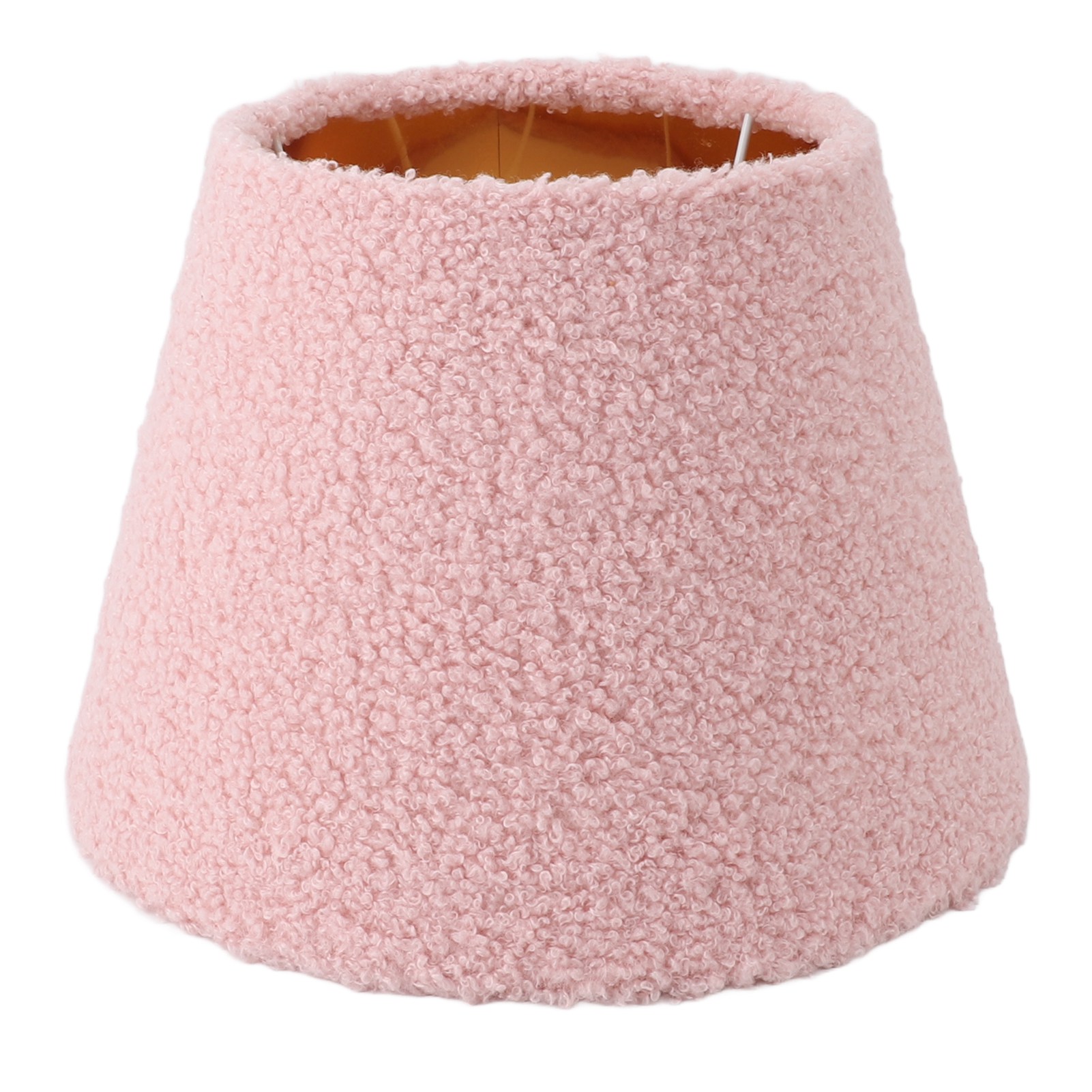 Konischer Lampenschirm Aus Rosa Plüschstoff, E14/e27-fassung, 16 X 25 X 18 Cm, Goldfarbene Innenseite, Gemütliche Atmosphäre
