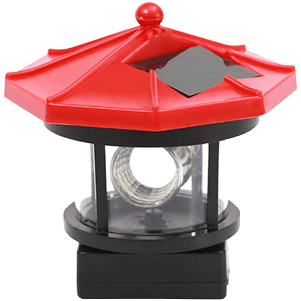 Lampe Solaire Phare Rotatif - Modèle Décoratif Led Blanche Abs 9,5cm Rouge Pour Jardin Cour Terrasse Éclairage Autonome