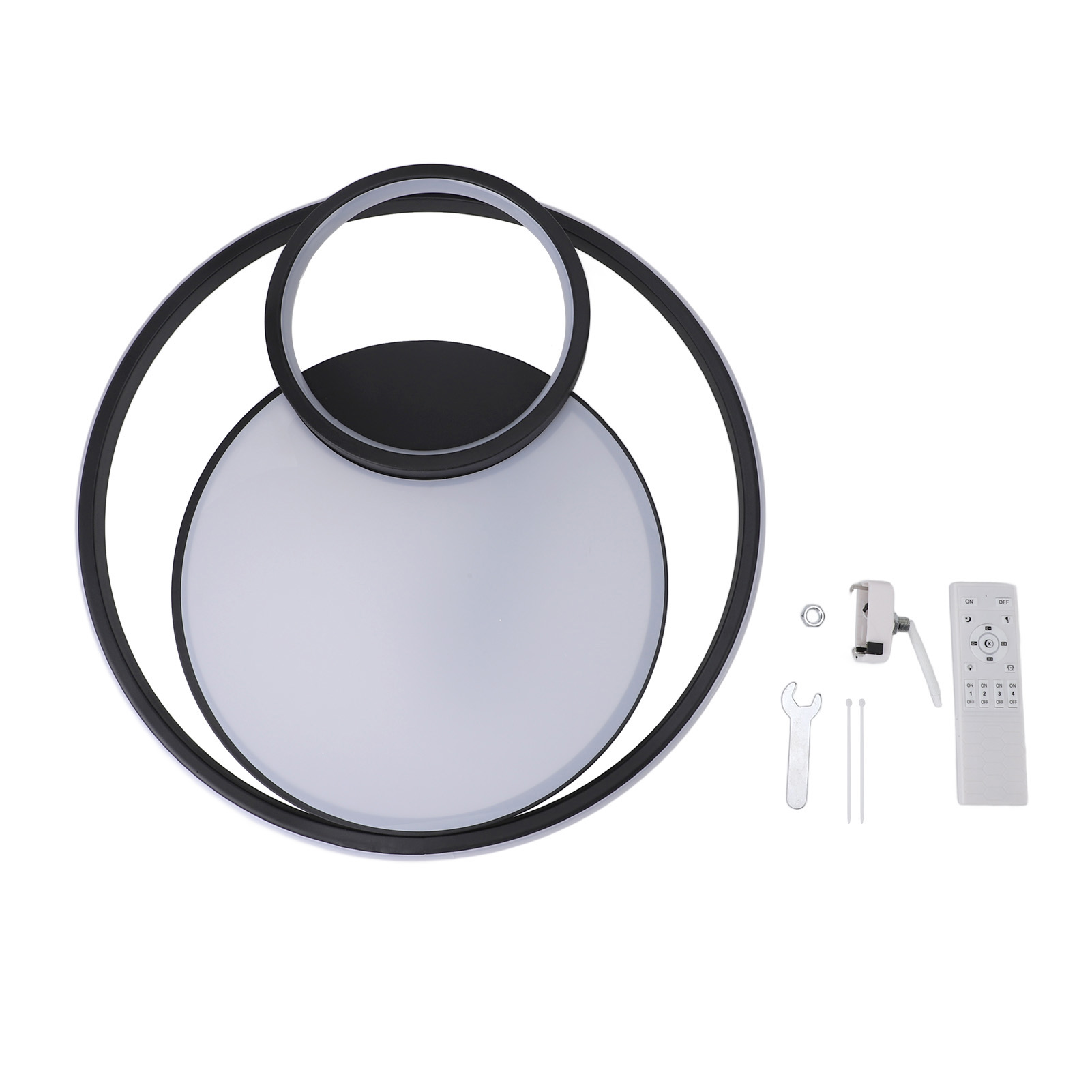 Toivize 40 Cm Led-wandeinbauleuchte, Mattschwarz, 3 Ringe, Dimmbar, Fernbedienung, Modernes Design, Decken-/wandmontage, Innenbereich, 40 W
