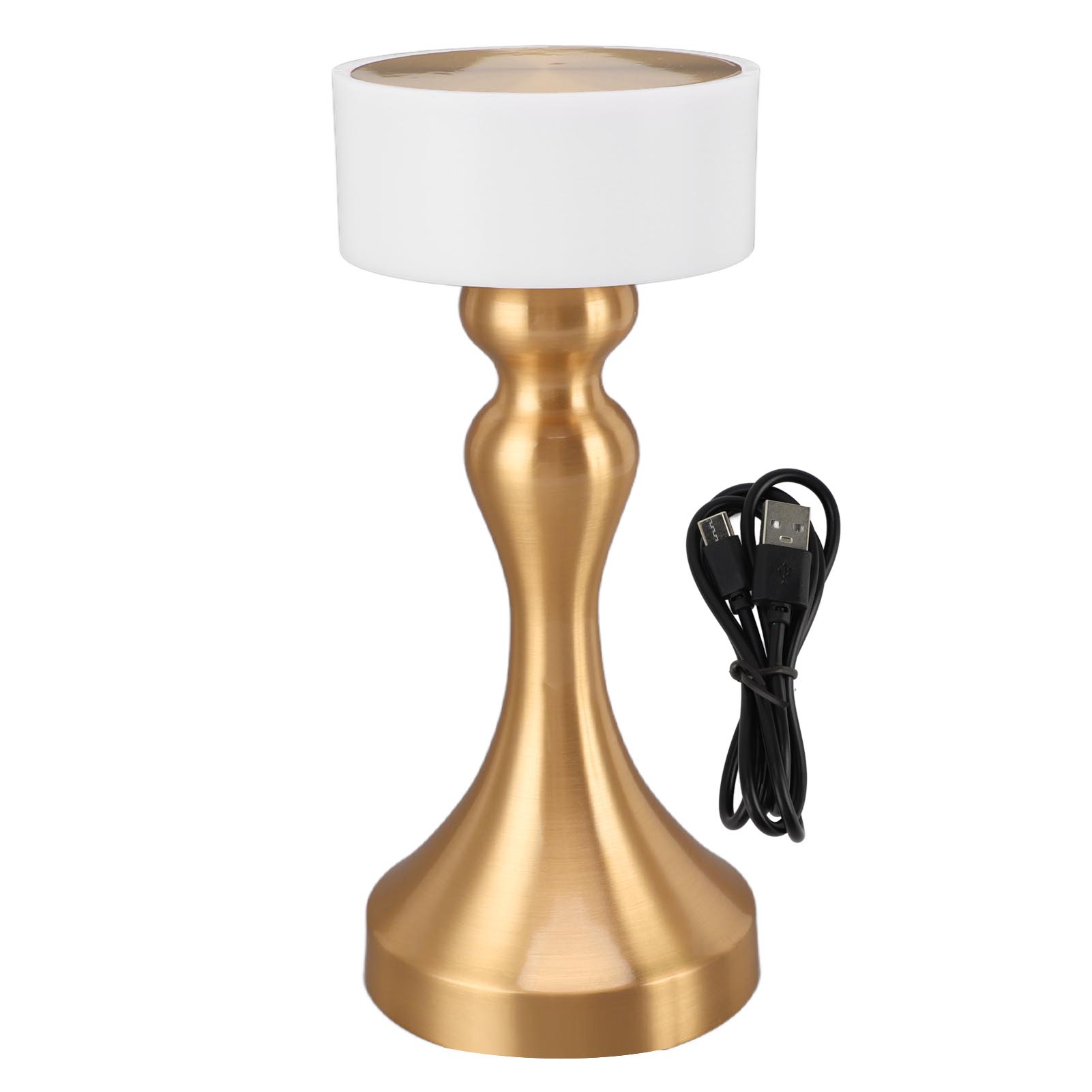 Berührungsempfindliche, Kabellose Led-nachttischlampe, Goldfarbenes Metall, 3 Lichtmodi, Dimmbar, Usb-aufladbar, 21 Cm Hoch, Modernes Design Fürs Schlafzimmer