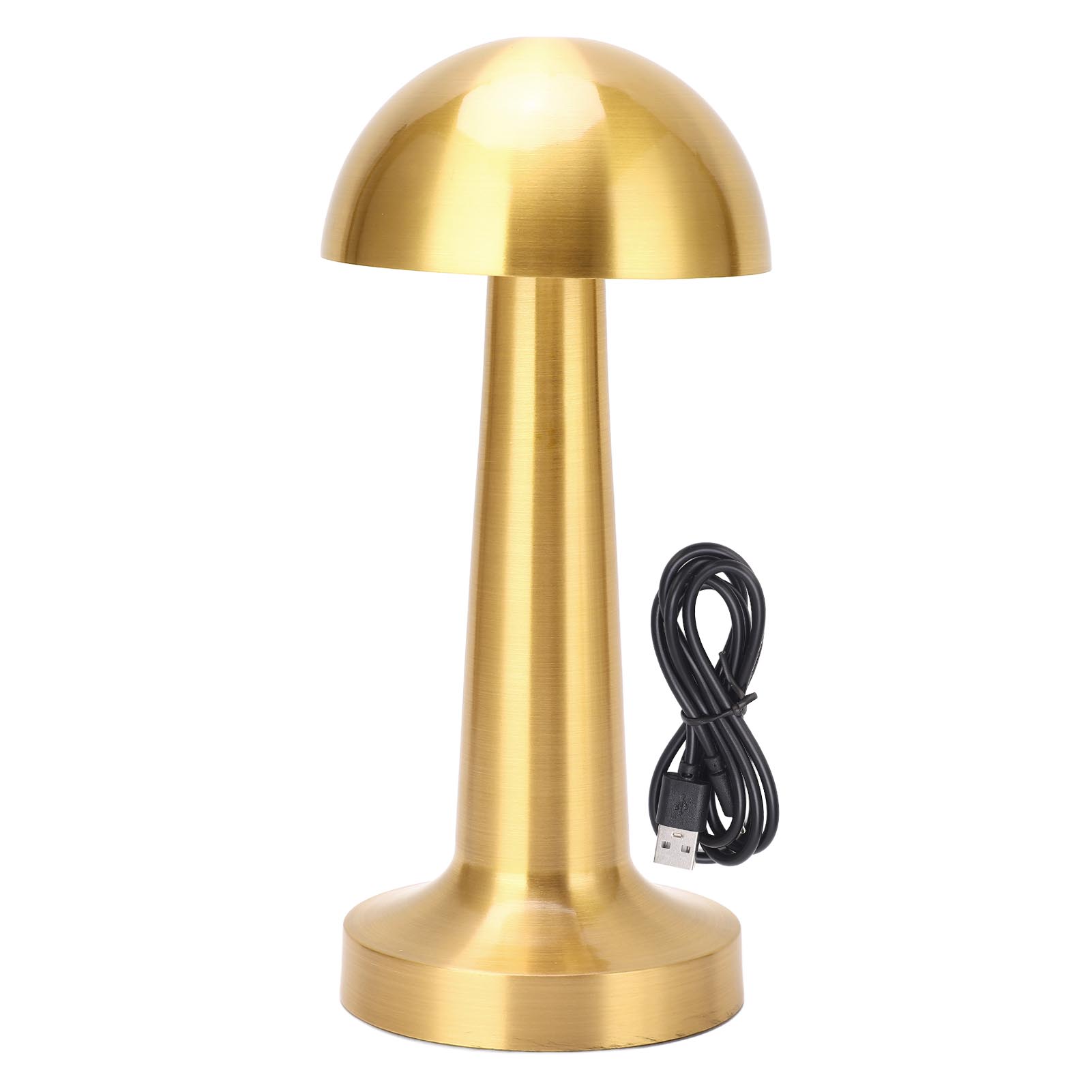 Wiederaufladbare, Kabellose Pilzlampe Mit Usb-c-anschluss, Goldfarbenes Metall, 3 Dimmbare Leuchten, 21,5 Cm, Elegantes Design Für Den Innen- Und Außenbereich