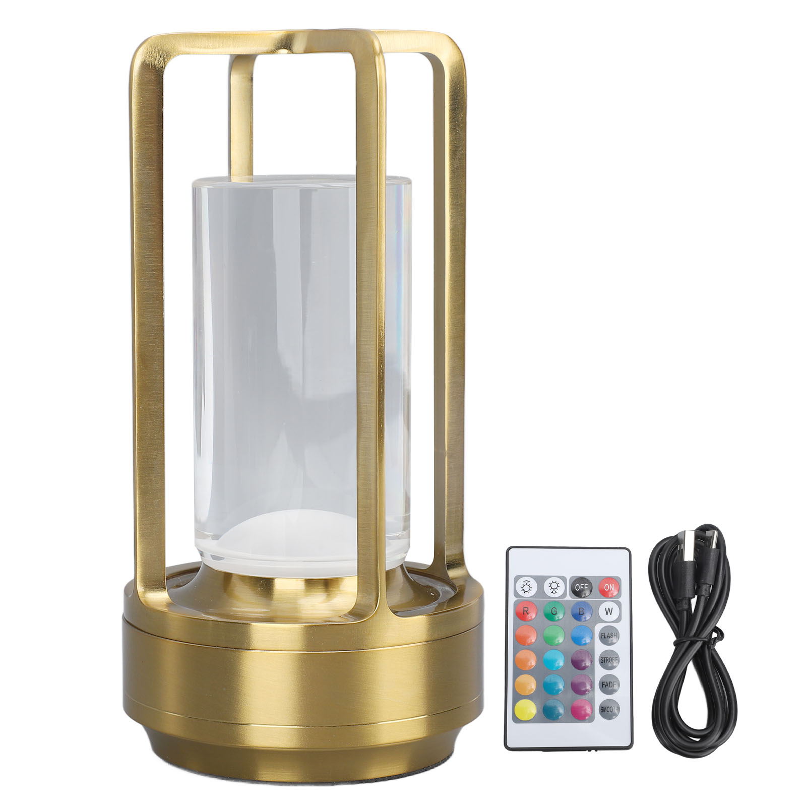 Toivize Kabellose Schreibtischlampe, Gold Crystal Rgb 16 Farben, Touch-fernbedienung, Usb-c-aufladung, Elegantes Design