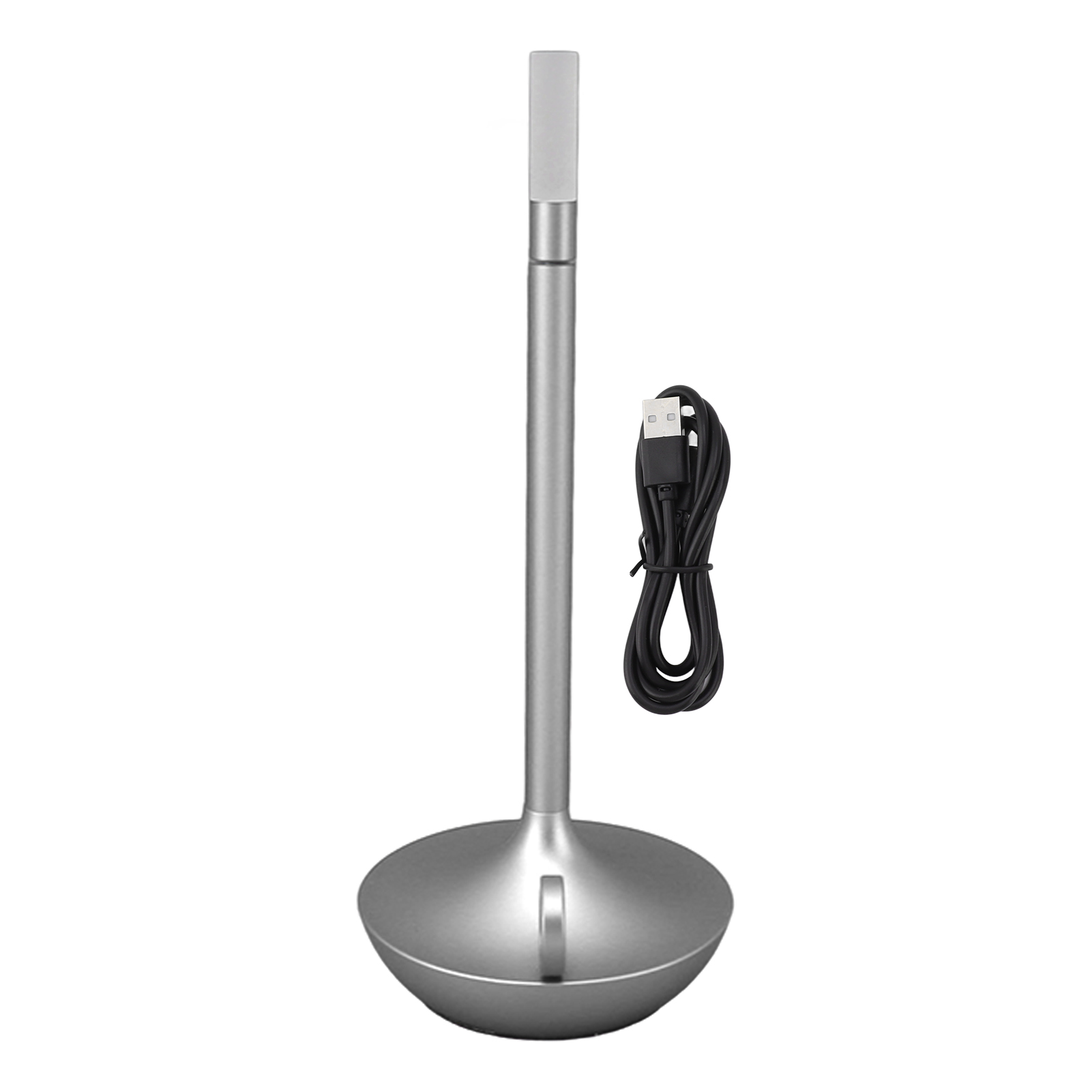 Kabellose Tischleuchte, Silberfarbenes Aluminium, 25,5 Cm, Kerzenform, Usb-c-aufladbar, 3 Helligkeitsstufen, Warmes Licht, Tragbar, Für Drinnen Und Draußen