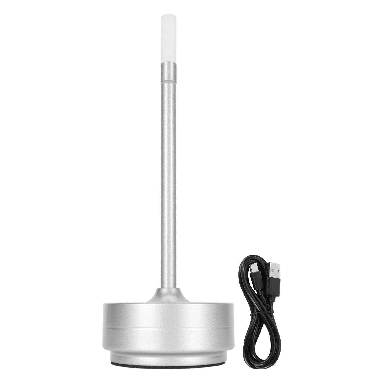 Kabellose Led-tischleuchte Mit Usb-c-anschluss, Dimmbar Per Touch-bedienung, Silberfarbenes Eisen, 26 Cm, Warmes Ambiente
