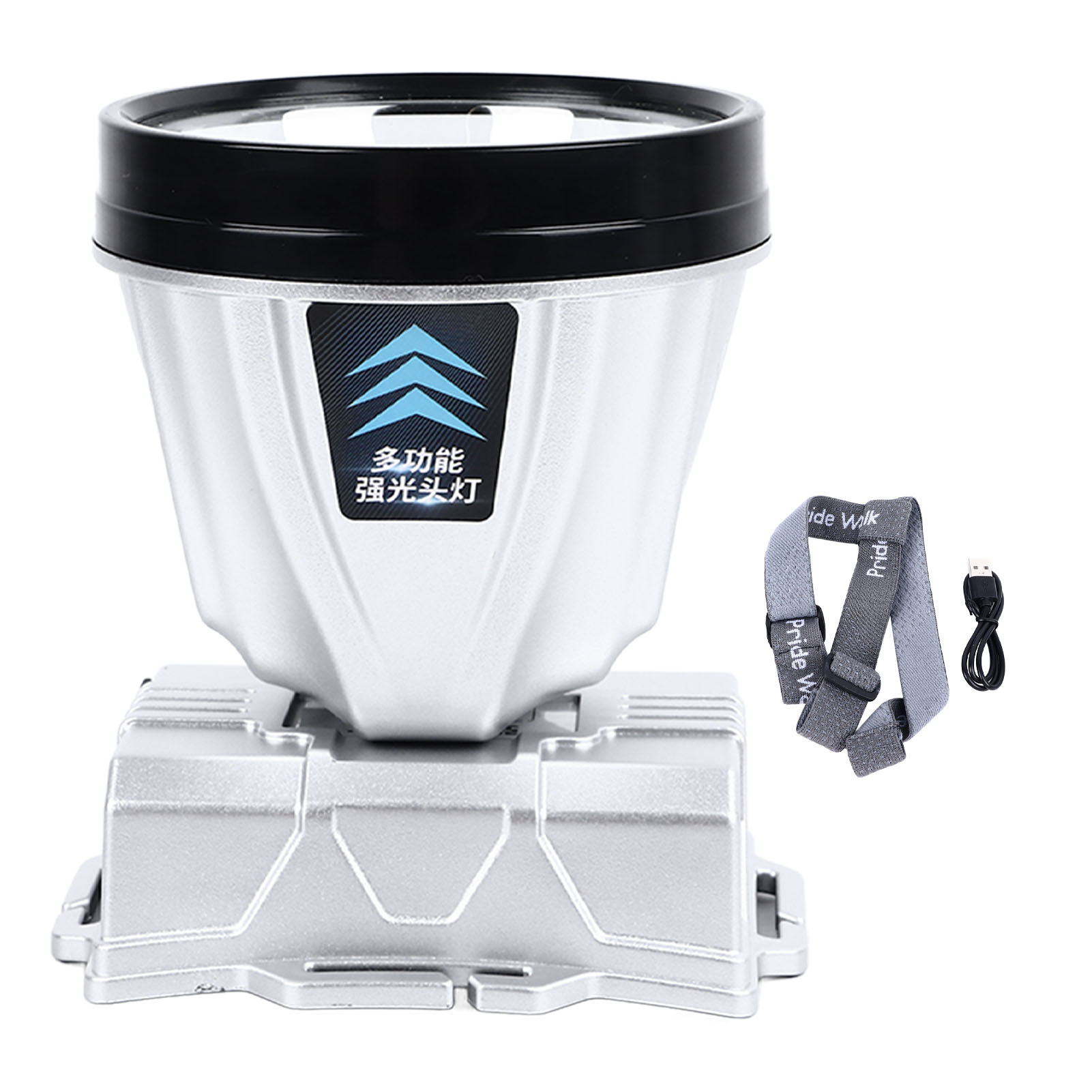 Wiederaufladbare Silberne Stirnlampe Mit 32 Leds, Wasserdicht Nach Ipx4, Mit Display Und 800-mah-akku, Ideal Zum Wandern Und Campen.