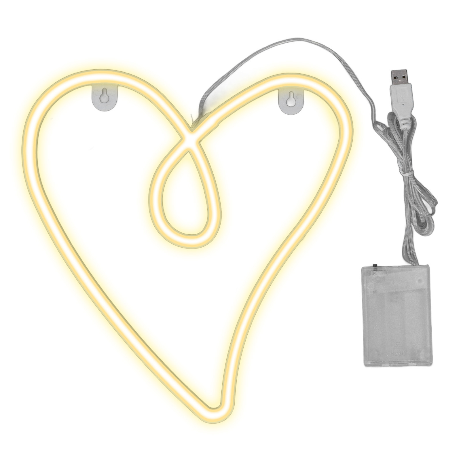 Lampe Néon Led Cœur Toivize Sans Modèle Abs Pvc 37,5cm Lumière Chaude Étanche Ip45 Usb Piles Déco Intérieure Romantique