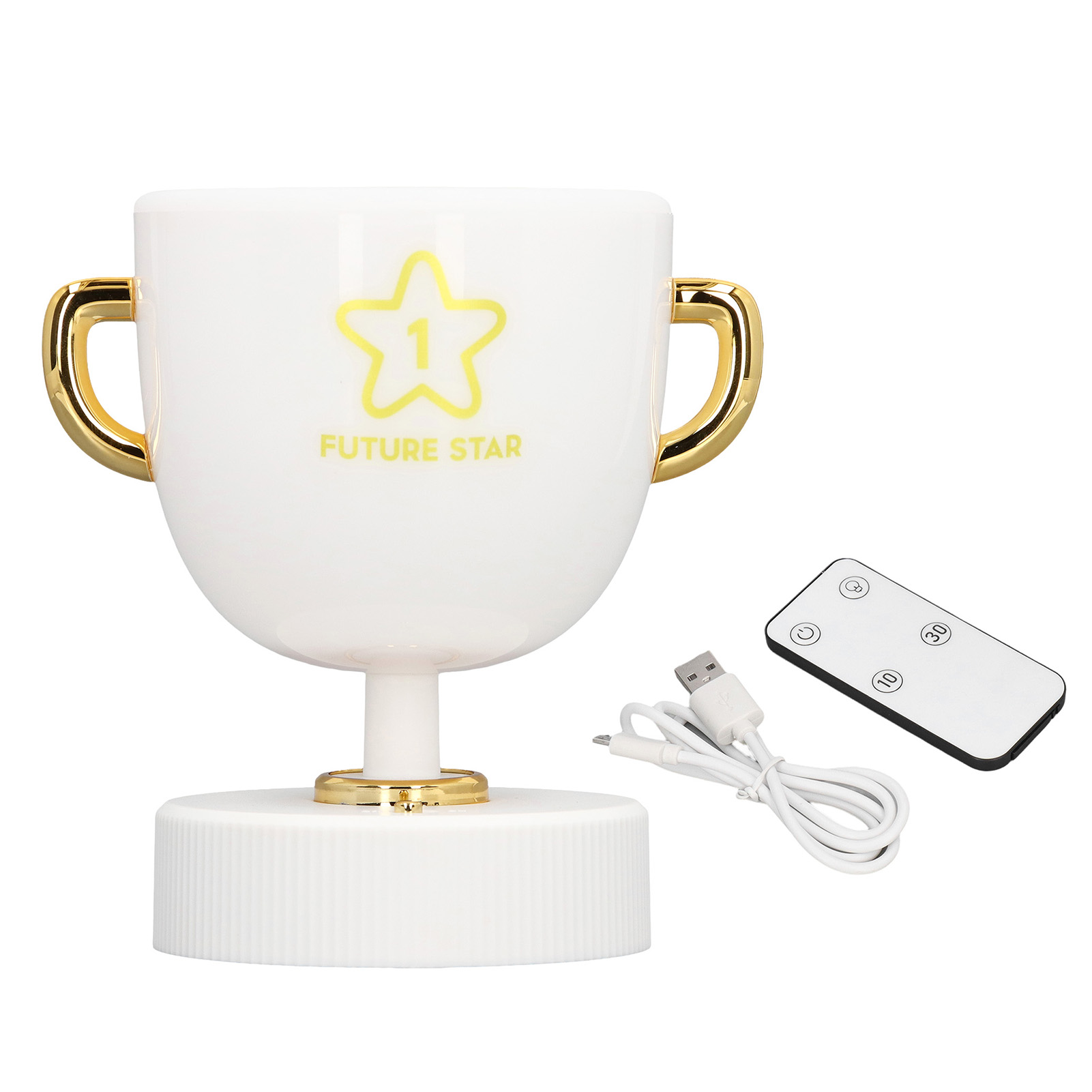 Veilleuse Led Trophée Porte-stylo Rechargeable Usb Lumière Chaude Design Chromé Idéal Bureau Chambre Cadeau Original