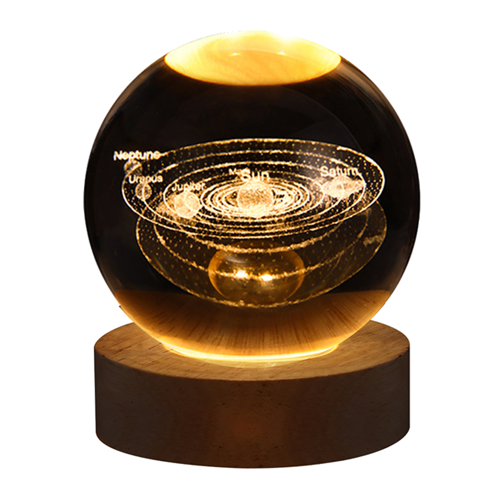 3d-graviertes Kristall-nachtlicht Mit Naturholzsockel, 8 Cm Warme Led-dekorationslampe Für Elegante Und Romantische Interieurs