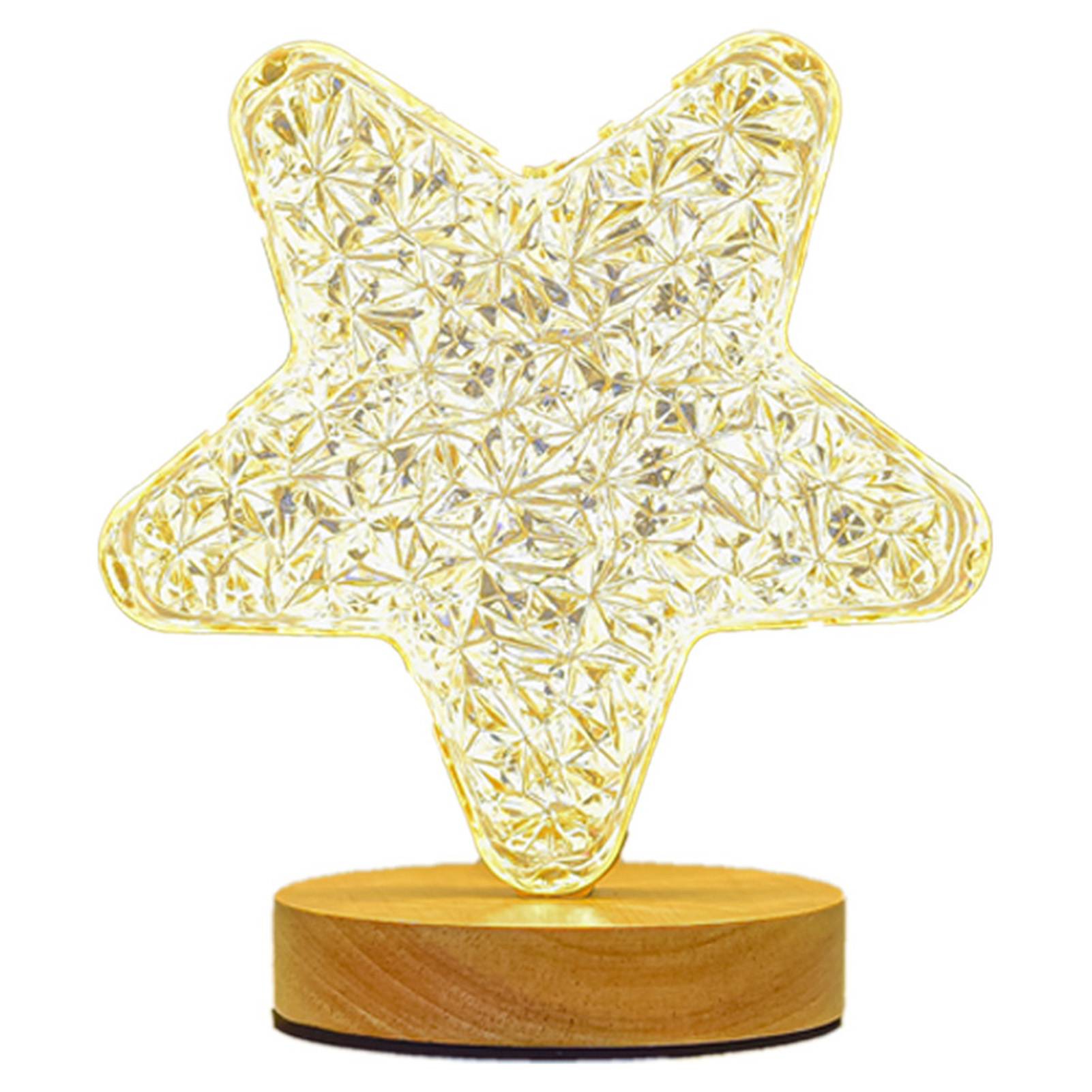 Toivize Led-nachttischlampe (3 W) Mit Dimmbarer Touch-funktion Und Usb-anschluss, Holz-ps-sternendesign, Romantisches Warmes Licht, Dekoratives Nachtlicht