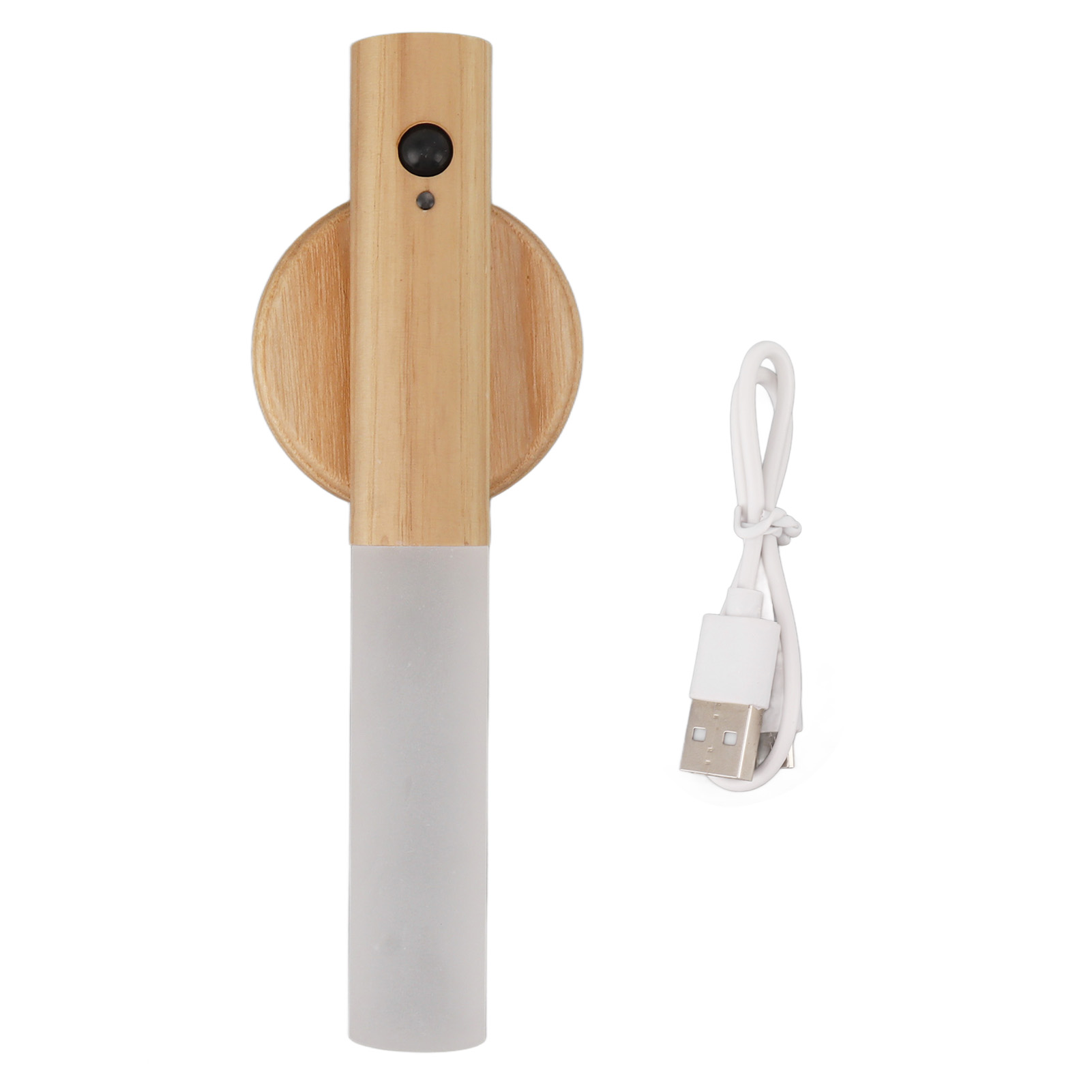 Toivize Wiederaufladbare Magnetische Led-nachtleuchte Mit Usb-anschluss Und Bewegungssensor, Weißes Holz Und Glas, 18 Cm, Tragbar Für Flur Und Kleiderschrank