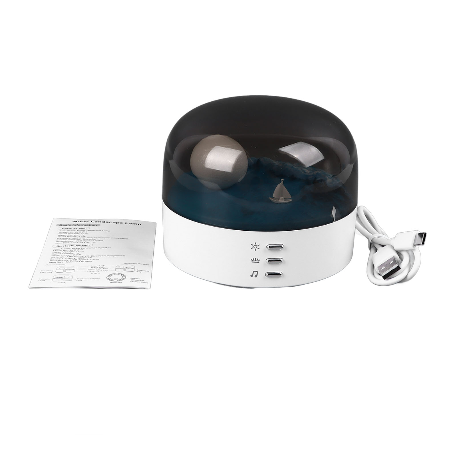 Ljc-199 Nachttischlampe Mit Bluetooth-lautsprecher, Dimmbarem Rgb-led-nachtlicht, Modernes, Kompaktes Abs-design Fürs Schlafzimmer