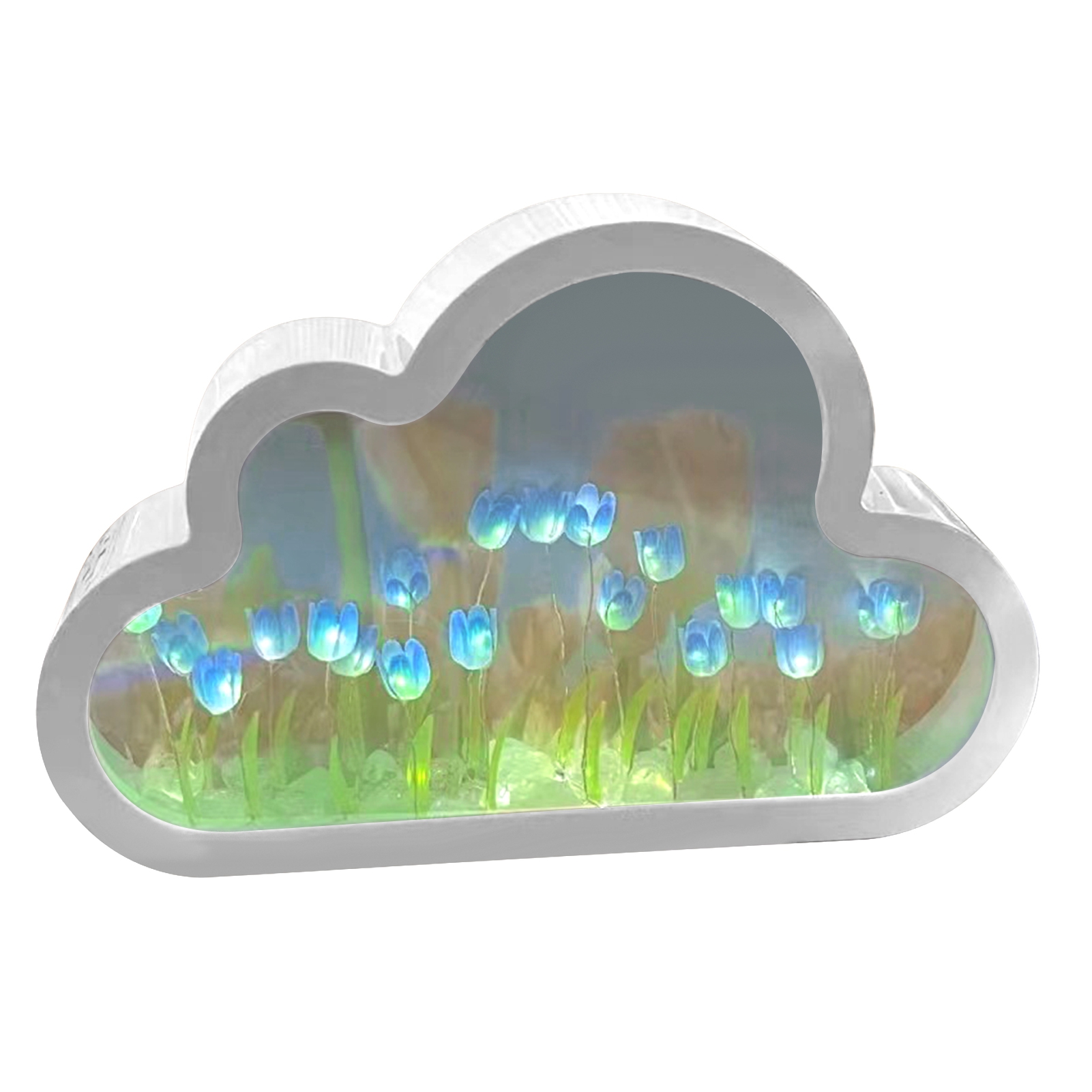 Diy-dekorations-nachtlicht-set Mit Spiegel, Wolke Und Blume, Led-lichterkette, Individuell Anpassbare Atmosphäre Für Schlafzimmer Und Wohnzimmer, Originelle Inneneinrichtung