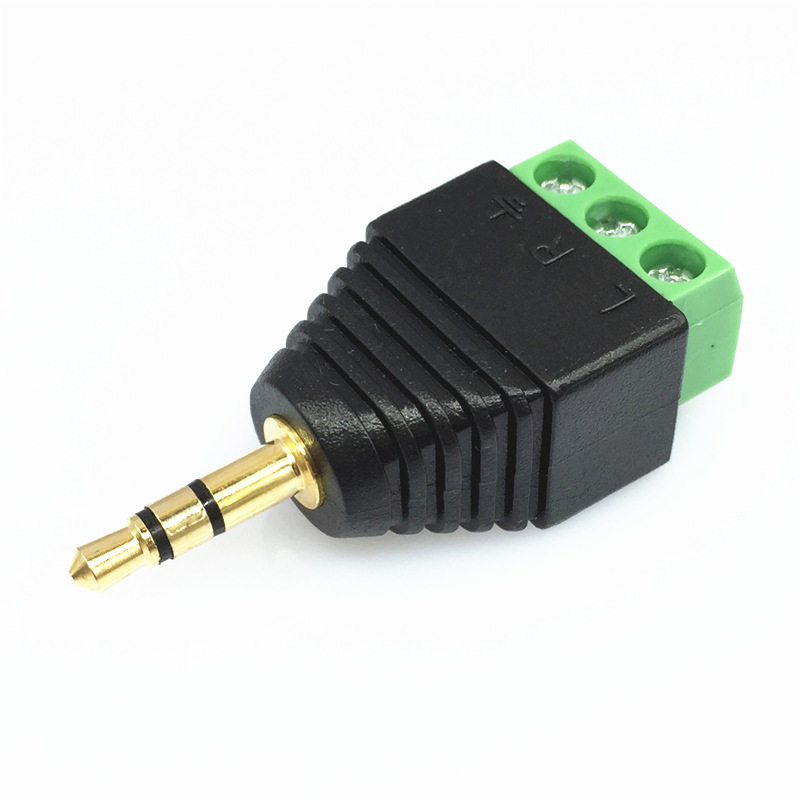 3,5 Mm Vergoldeter, Lötfreier Zweikanal-audiostecker, 3,5 Mm Dreiteiliger Kopfhörerstecker, Stereo, Grüner Anschluss.