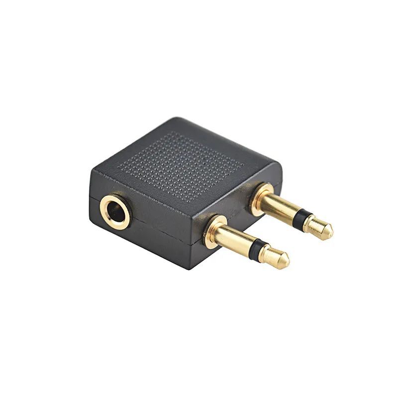 3,5-mm-audioadapter, Echt Vergoldet, Bestehend Aus Einer 3,5-mm-buchse Und Zwei Steckern.