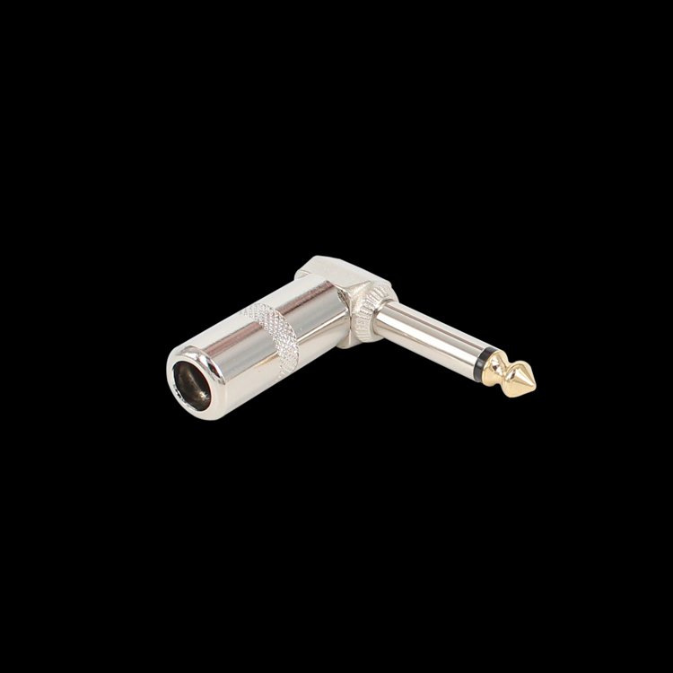 6,35 Mm Metallstecker, Mono-mikrofon-/e-gitarrenanschluss, 90° Vergoldeter Rechtwinkliger Winkelstecker, Verlötet.
