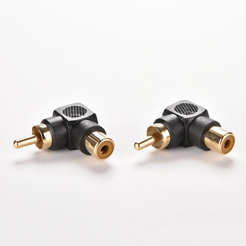 90 Grad Abgewinkelter, Lotusförmiger Rca-audioadapter, Vergoldet, Mit Stecker Und Buchse.