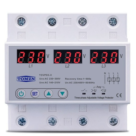 Dreiphasen-schutzgerät Mit Einzelanzeige, Einstellbar Bei Über- Oder Unterspannung, Mit Automatischer Rückstellung, 63 A, 230 V