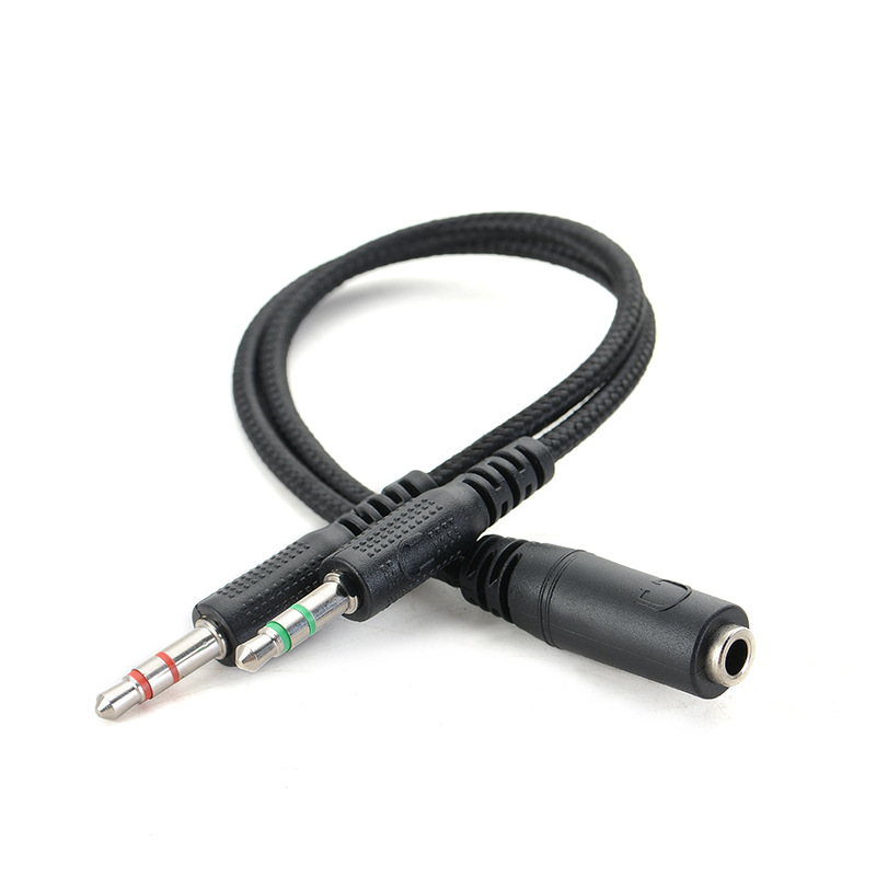 Geflochtenes Audiokabel, 1 Zu 2 Handy-/kopfhöreradapter, Audiokabel Für Desktop-computer-headset (2 In 1)