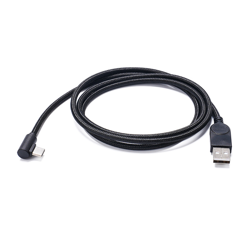 Geflochtenes, Abgewinkeltes Usb-auf-typ-c-datenladekabel (stecker Auf Stecker), Ladekabel Für Mobiltelefone Und Tablets (a Auf C).
