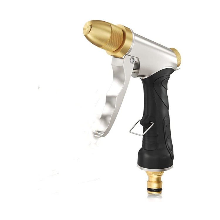 Hochdruck-wasserpistole Aus Zinklegierung Und Vergoldetem Kupfer Für Die Autowäsche Zu Hause, Ideal Zum Bewässern Von Blumen Und Gärten Sowie Zum Reinigen Von Böden.