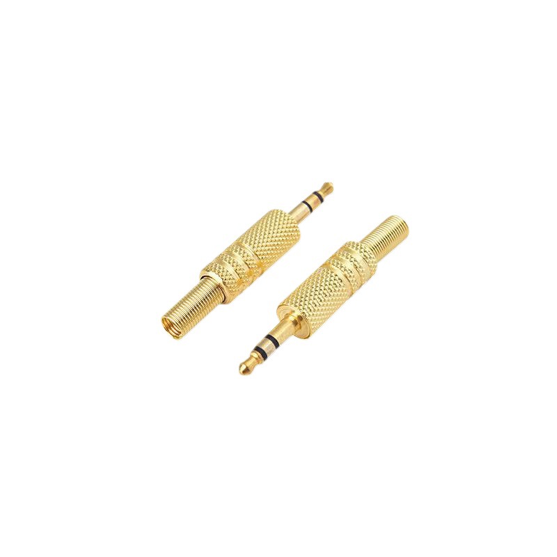 Hochwertiger, Vergoldeter Audiostecker, 3,5-mm-stecker (gelötet), 3,5-mm-kabelende (gelötet), Zweikanal-3-adriger Mini-audioadapter.