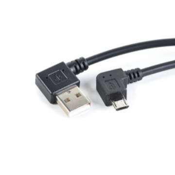 Ladekabel Für Android-handys/tablets Mit Doppelt Gebogenem Stecker: Links Abgewinkelter Usb-stecker Auf Rechts Abgewinkelten Micro-5p-stecker.