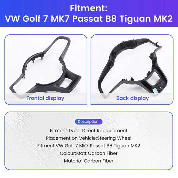 Lenkradzierrahmen Aus Trockencarbon, Kompatibel Mit Volkswagen Golf 7 Mk7, Passat B8 Und Tiguan Mk2