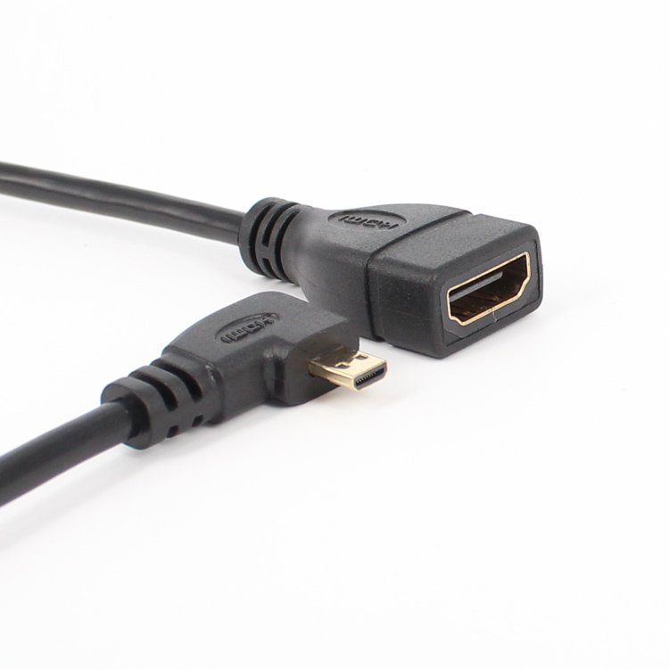 Links Abgewinkeltes Micro-hdmi-zu-hdmi-adapterkabel, Kurzes Hd-micro-hdmi-kabel Zum Anschluss Eines Mobiltelefons An Einen Fernseher