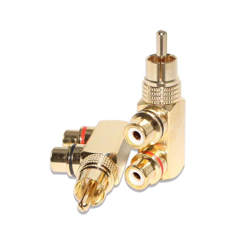 Lotus Av-audio-/video-adapter Aus Vergoldetem Reinkupfer, Stecker Auf 2 Cinch-buchsen, Dreiwege-splitter
