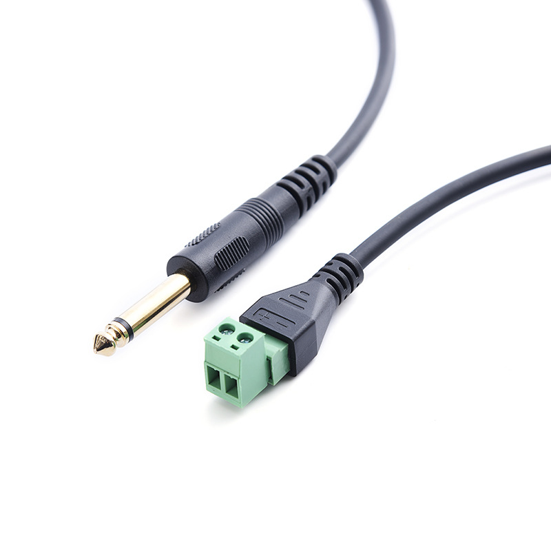 Lötloser, Vergoldeter 6,35-mm-mono-mikrofonstecker, 6,5-mm-verdrillter Audiokabeladapter.