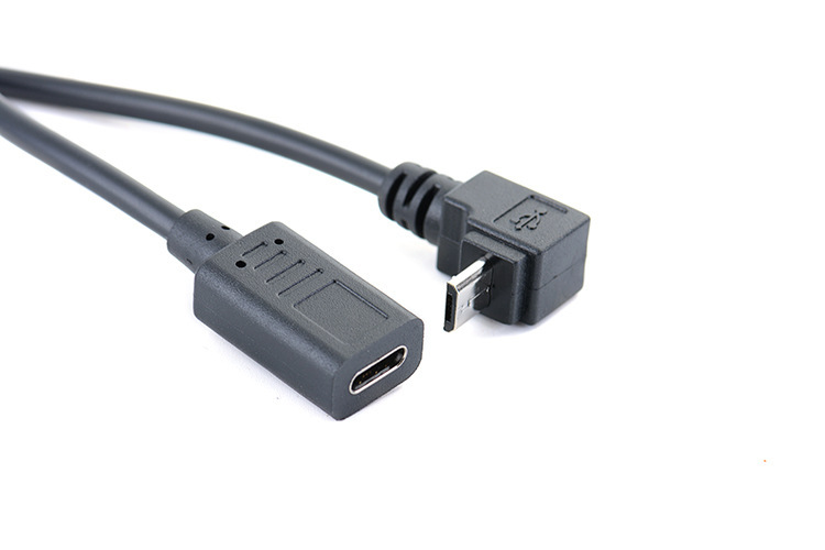 Micro 5p Stecker 90° Abgewinkelt Auf Typ-c Buchse Lade- Und Datenadapterkabel, Universell Für Android-handys Und -tablets.