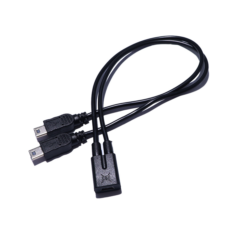 Mini-5p-buchse Auf Zwei Typ-c-stecker Und Mini-5p-stecker Zum Laden Von Tablets, Handys Und Spielzeug.
