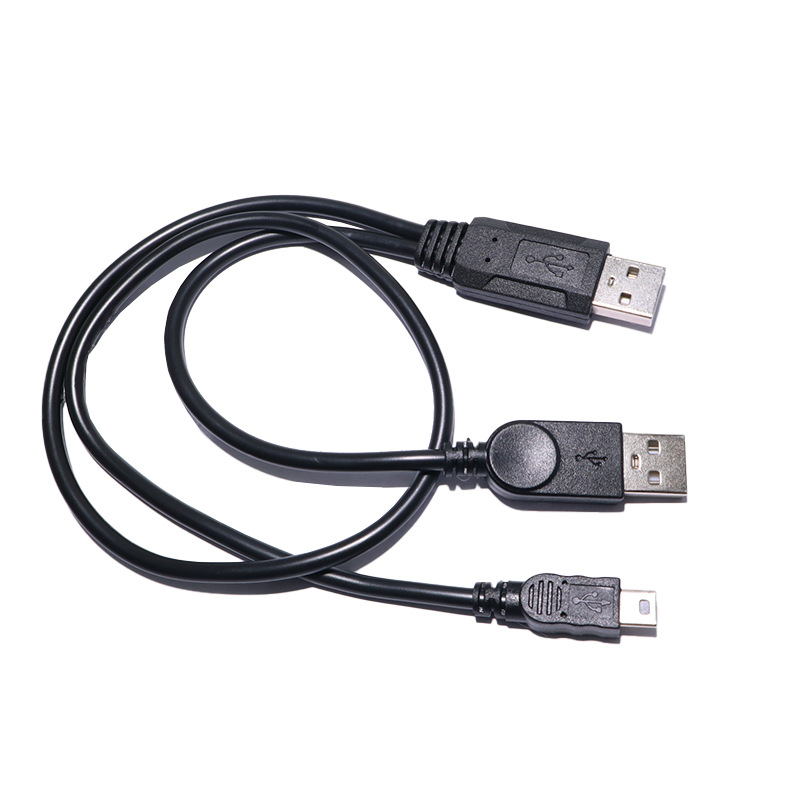 Mini-usb-auf-usb-2.0-2-in-1-adapterkabel Für Daten Und Stromversorgung Einer Externen Festplatte (2a Auf 5p).