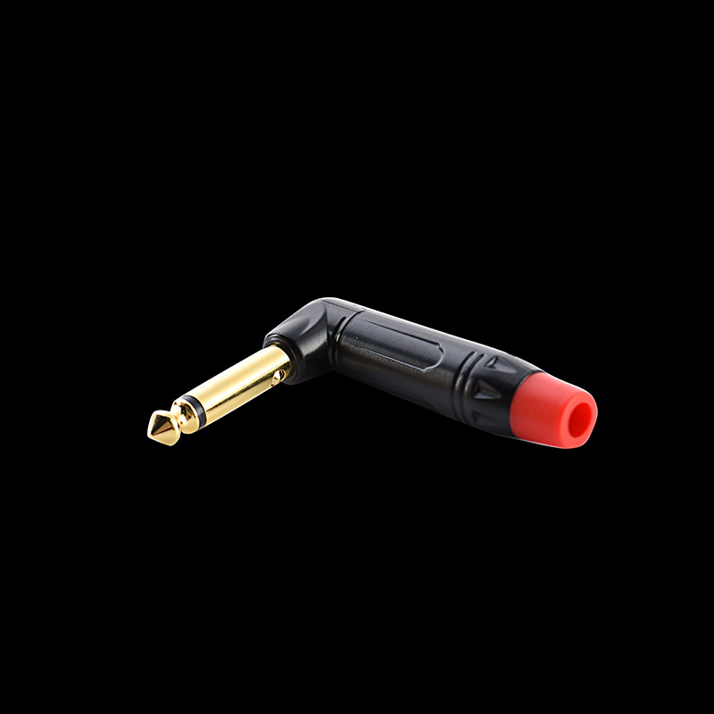 Neue Abgewinkelte 6,5-mm-auf-6,35-mm-mono-audiobuchse, 90-grad-doppelleiter-mikrofon Mit Vergoldeten Lötanschlüssen (rot)