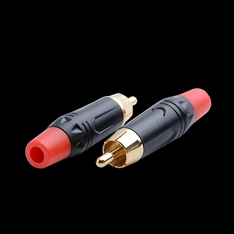 Rca-stecker (männlich) Mit Rotem, Elektrophoretisch Beschichtetem Aluminiumgehäuse, Rca-audio-/videostecker Mit Vergoldetem Kupferanschluss, Rca-stecker (männlich) Mit Selbstmontierbarem Lotuskopf