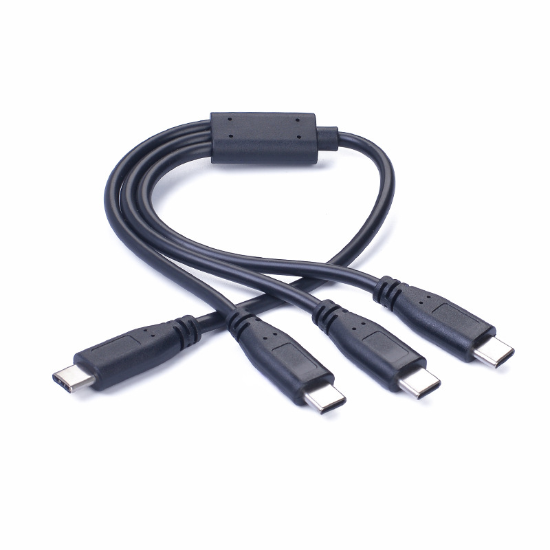 Typ-c Stecker Auf 3 Typ-c Anschluss Kabel, 1 Auf 3 Adapter, Unterstützt Ic-laden Für Mobiltelefone Und Tablets, 3a Datenkabel, 15w Ladekabel.