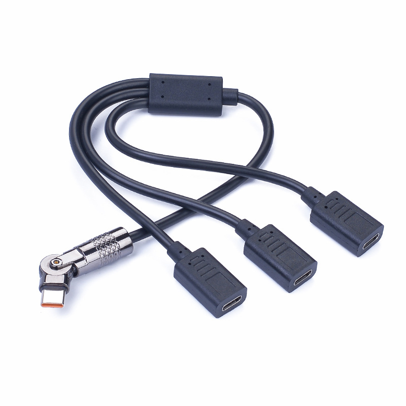 Typ-c Stecker/drehschalter, 3 Typ-c Buchsen, 1 Zu 3 Adapter, Unterstützt Ic-daten Für Mobiltelefone Und Tablets, 3a Datenkabel, 15w Ladekabel.