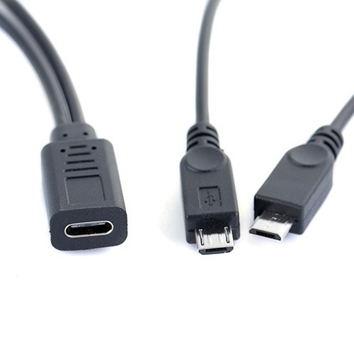 Universelles Usb 1 Auf 2 Lade- Und Datenkabel Für Mobiltelefone Und Tablets, Mit Android Typ-c-buchse Auf 2 Micro-stecker.