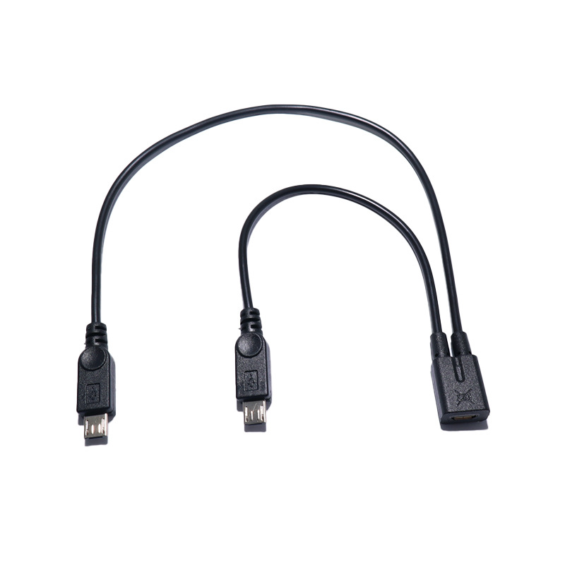 Universelles Usb 1 Auf 2 Lade- Und Datenkabel Für Mobiltelefone Und Tablets, Mit Weiblichem Micro-usb-anschluss Auf 2 Männliche Micro-usb-anschlüsse.