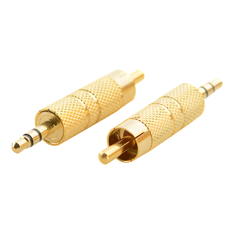 Vergoldeter 3,5-mm-klinkenstecker Auf Rca-klinkenstecker-adapter, 3,5-mm-klinkenstecker Gerader Doppelstecker Auf Rca-av-stecker.