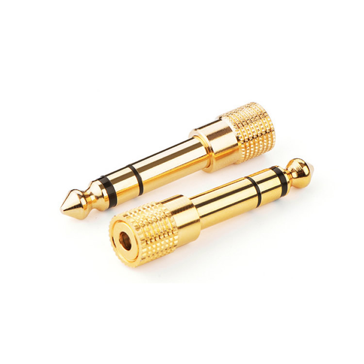 Vergoldeter 6,5-mm-buchse-auf-3,5-mm-zweikanaladapter Für Mikrofone Und Kopfhörer 3,5-mm-buchse-auf-6,35-mm-stecker (klein Auf Groß).