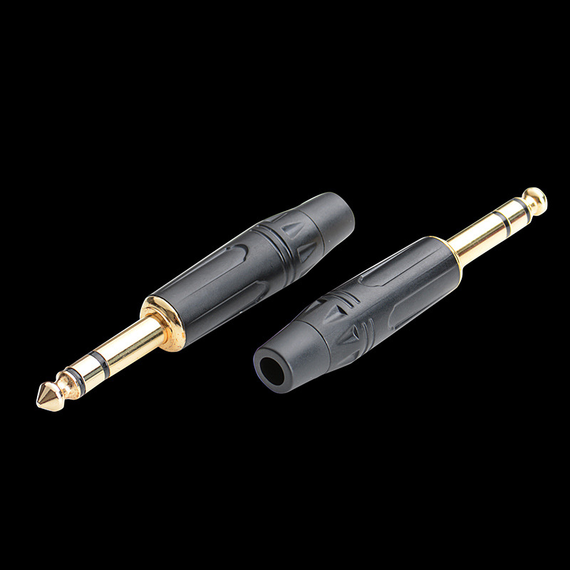 Vergoldeter 6,5-mm-t-pin-mikrofonmischerstecker, 6,35-mm-doppelkanal-stecker, 6,35-mm-schwarzes T-pin-anschlusskabel.