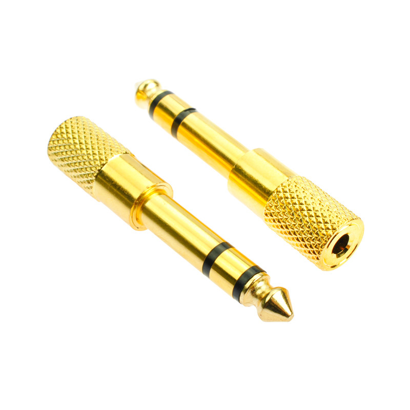 Vergoldeter 6,5-mm-stecker Auf 3,5-mm-buchse-audioadapter Für Mikrofone Und Verstärker.