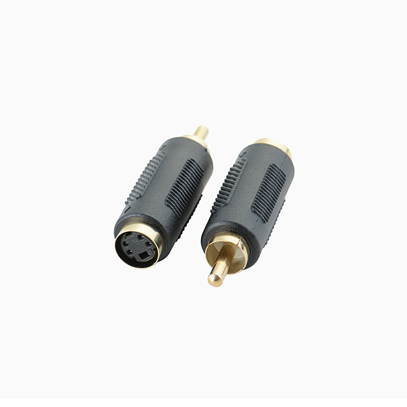 Vergoldeter Av-stecker Auf S-anschluss-buchse Audioadapter, Rca-stecker Auf S-video-buchse Videoadapter.