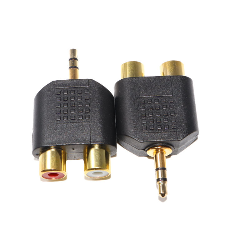 Vergoldeter Doppel-cinch-adapter (männlich/weiblich) 3,5 Mm Für Kopfhörerkabel.